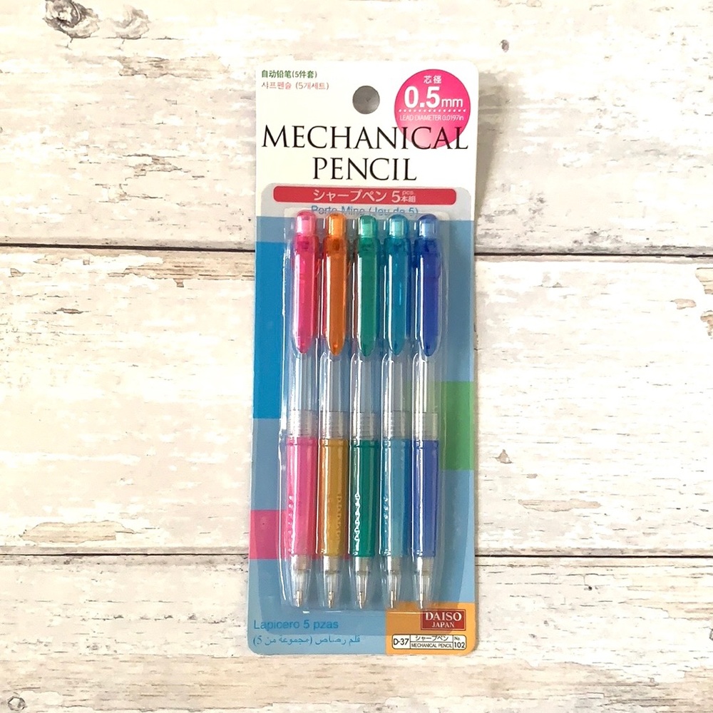 Daiso Mechanical Pencil Set 5 Pack School Office Supplies Brand NEW